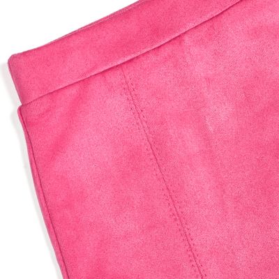 Mini girls pink faux suede skirt